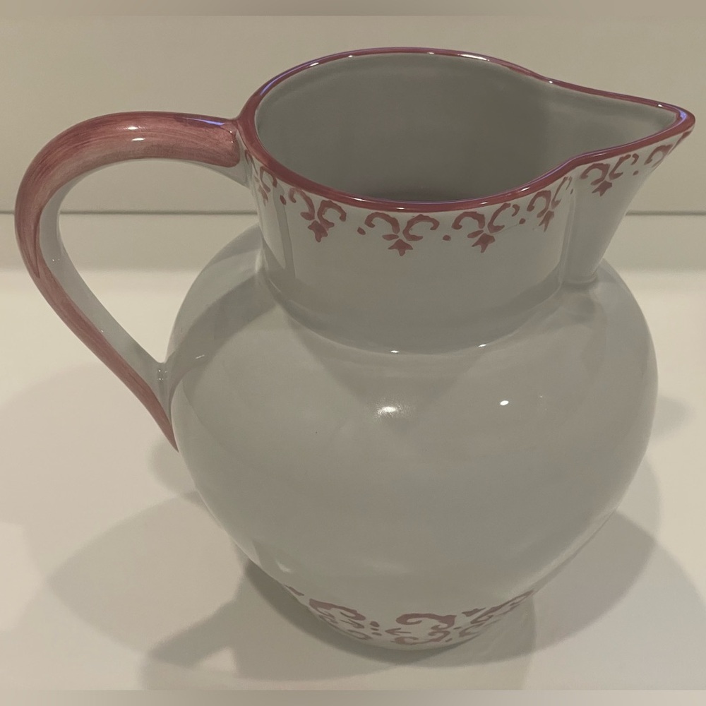 🥳BOGO! Portuguese Pottery. Mauve and Cream Ceramic Porcelain Pitcher.